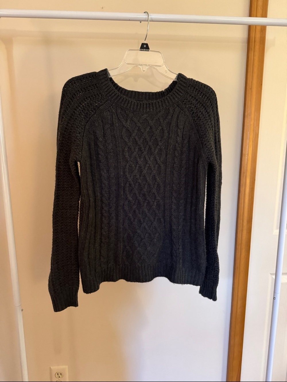 Forever 21 Gray Cable Knit Crewneck Sweater